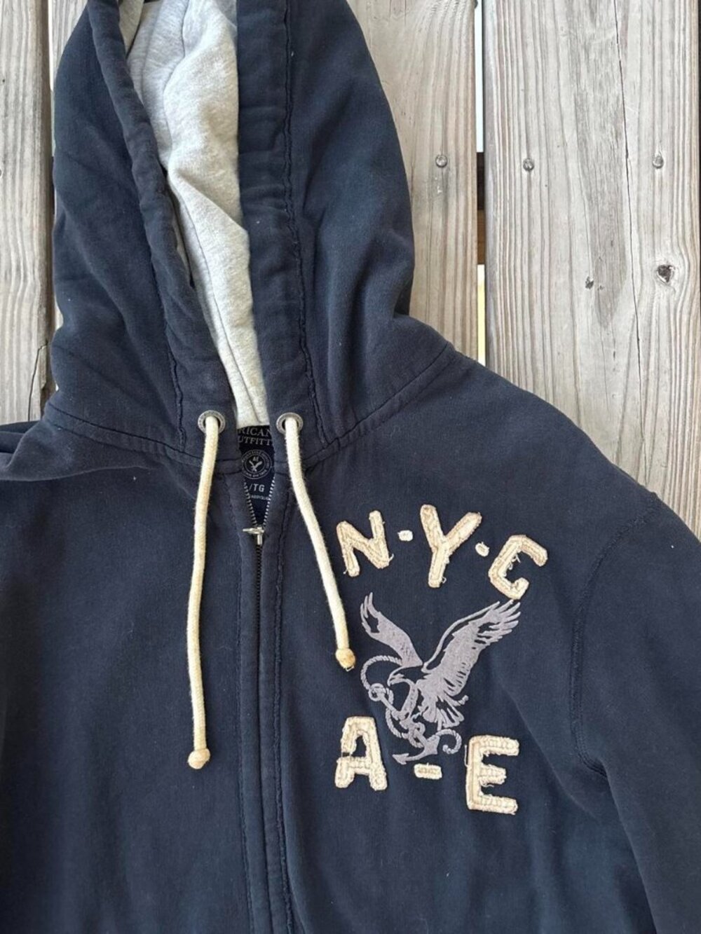 American Eagle NYC Zip Up Hoodie NY AE Y2K Black XL